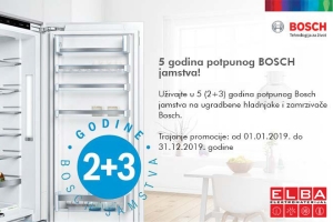5 godina potpunog jamstva na ugradbene hladnjake i zamrzivače uz Bosch i Elbu